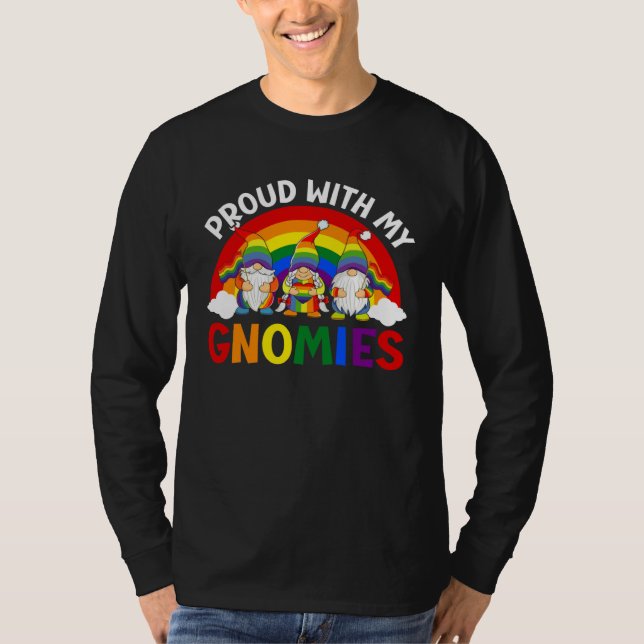 Camiseta LGBT Pride LGBTQ Rainbow Gnomies Proud with my Gno (Anverso)