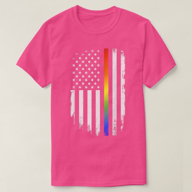 Camiseta LGBT pride month support with rainbow US american  (Diseño del anverso)