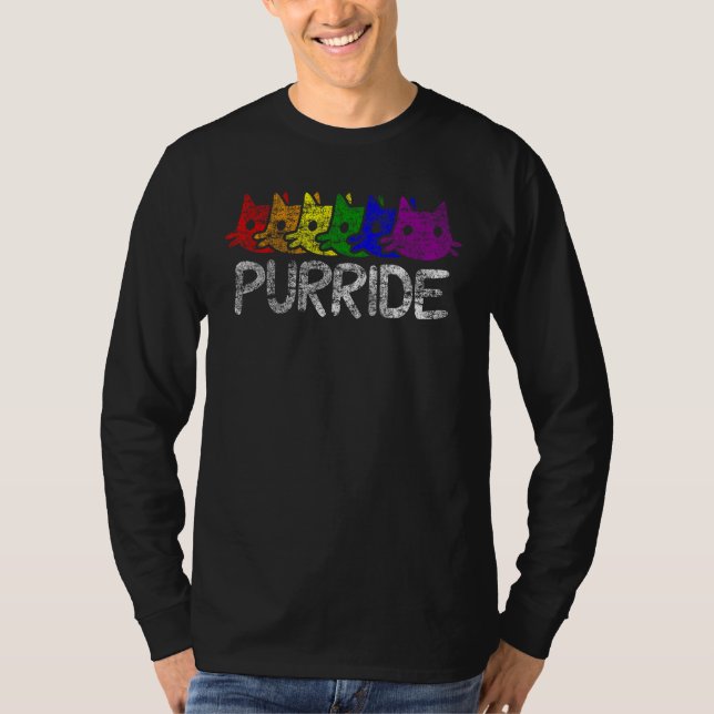 Camiseta LGBT Pride Purride Rainbow Cat LGBTQ Support Kitte (Anverso)
