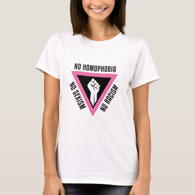 Camiseta LGBT - Puño aumentado en la versión rosada del (Anverso)
