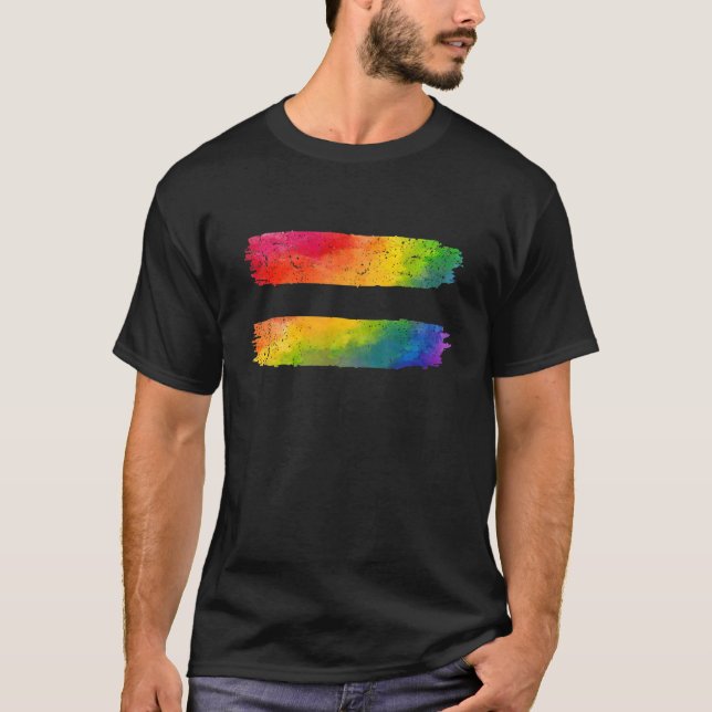 Camiseta LGBT Q Equality Gay Pride Lesbian Rainbow Flag Pro (Anverso)