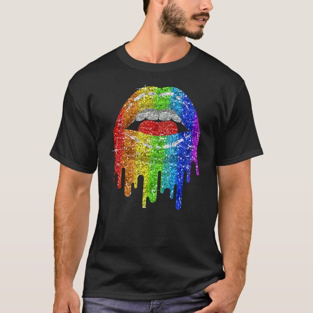 Camiseta Lgbt Rainbow Bling Ligera Lesbia Gay Bisexual (Anverso)