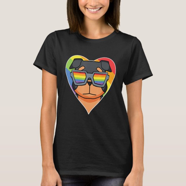 Camiseta LGBT Rainbow   Dog Rottweiler   Gay Pride   Dog Ow (Anverso)