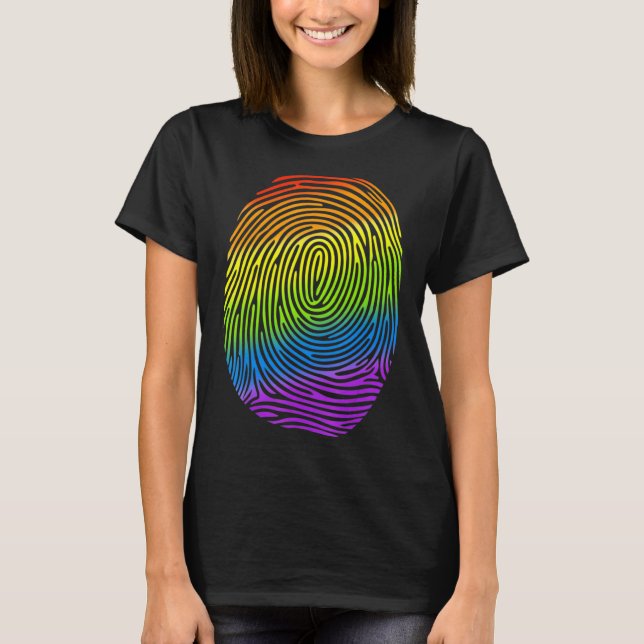 Camiseta Lgbt Rainbow Fingprint Orgulloso Gay Lesbian Lgbt  (Anverso)