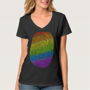 Camiseta Lgbt Rainbow Fingprint Orgulloso Gay Lesbian Lgbt 