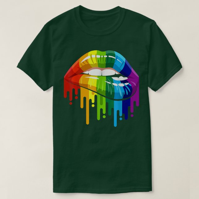Camiseta LGBT Rainbow Lip Gay Pride  (Diseño del anverso)