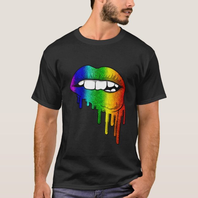 Camiseta Lgbt Rainbow Lips Orgullo Gay Homosexual Lesbian T (Anverso)