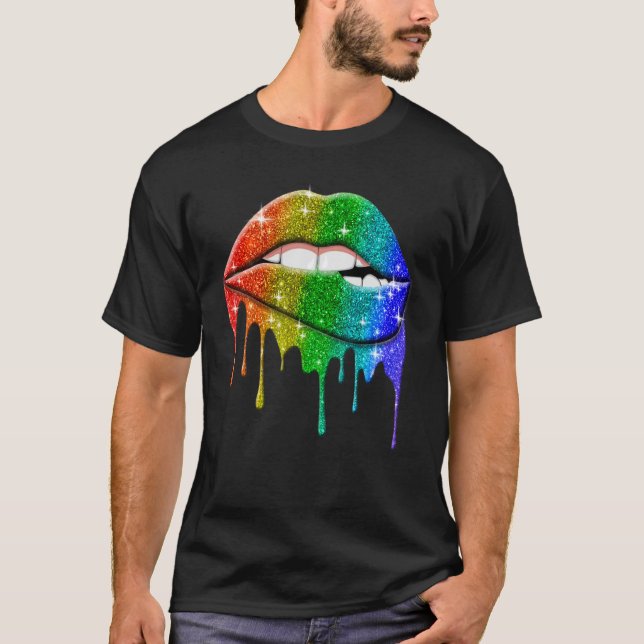 Camiseta Lgbt Rainbow Lips Orgullo Gay Homosexual Lesbiana (Anverso)