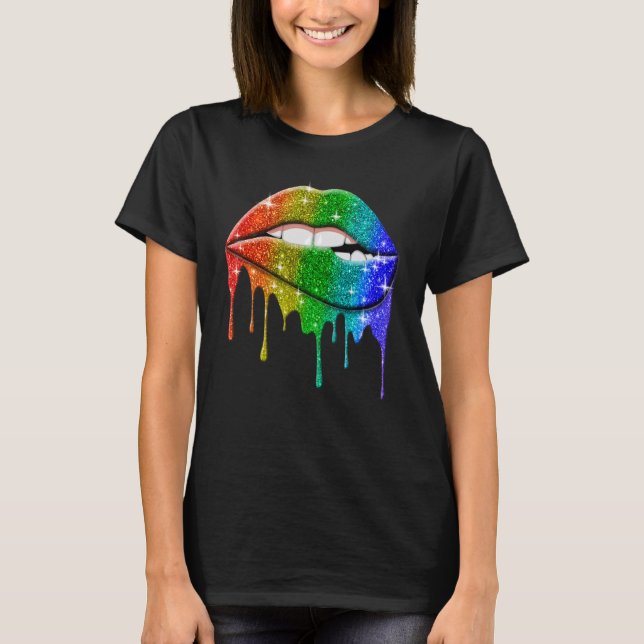 Camiseta Lgbt Rainbow Lips Orgullo Gay Homosexual Lesbiana (Anverso)