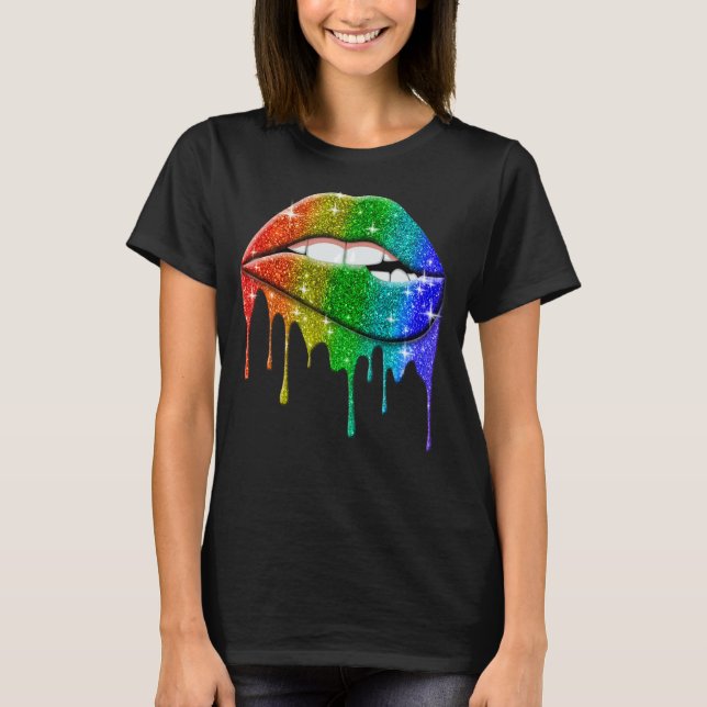 Camiseta Lgbt Rainbow Lips Orgullo Gay Homosexual Lesbiana (Anverso)