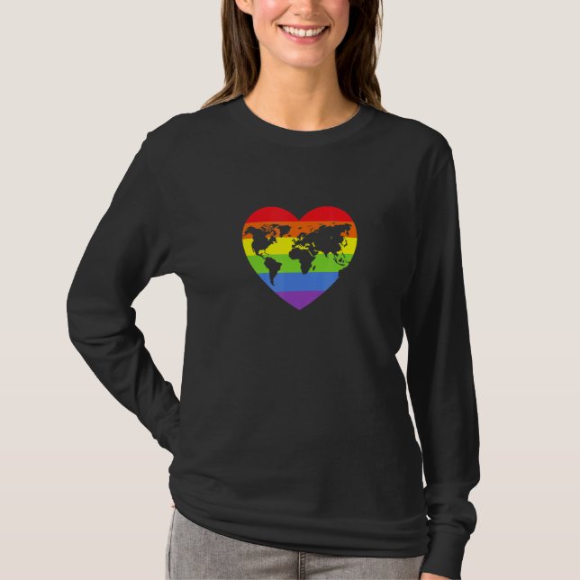 Camiseta Lgbt Rainbow Love Heart Celebra el Orgullo Gay Les (Anverso)