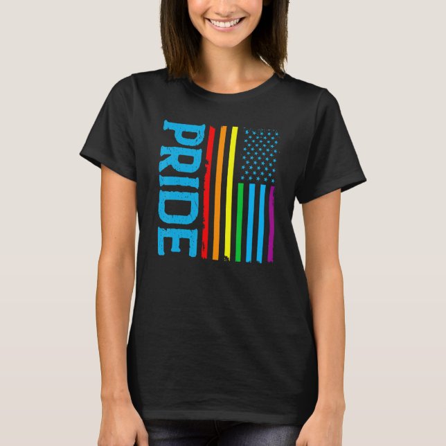 Camiseta LGBT Rainbow Pride US American Flag Patriotic Coup (Anverso)