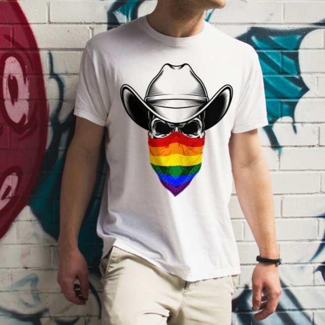 Camiseta Lgbt Rainbow Skull Cowboy (Subido por el creador)