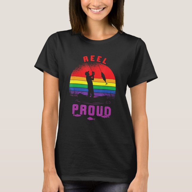 Camiseta Lgbt Reel Pescador Orgulloso Gay Angler Retro Quee (Anverso)