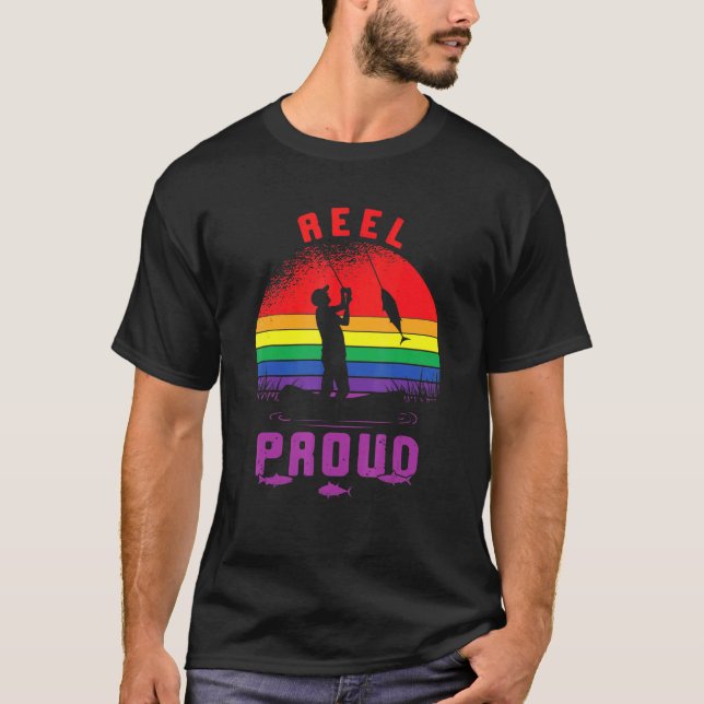 Camiseta Lgbt Reel Pescador Orgulloso Gay Angler Retro Quee (Anverso)