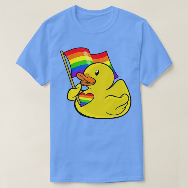 Camiseta LGBT Rubber Duck Rainbow Flag Pride Month (Diseño del anverso)