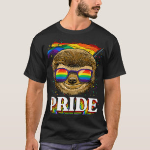 Camiseta LGBT Sloth Gay Pride LGBTQ Rainbow Flag Sunglasses