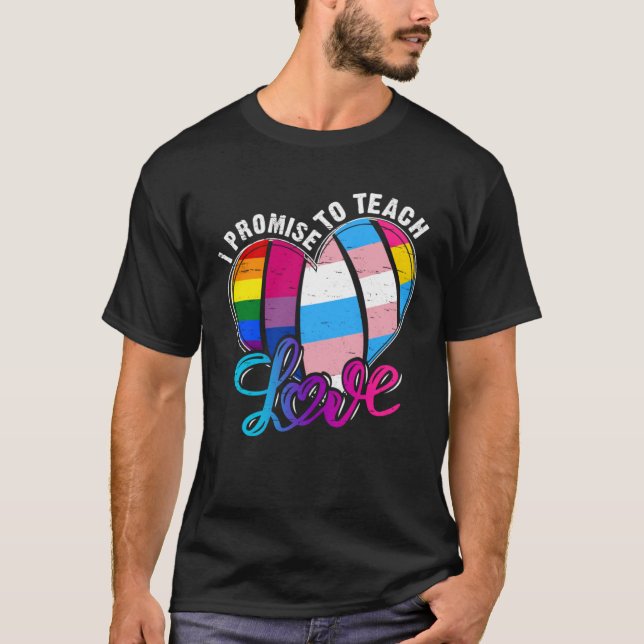 Camiseta LGBT Teacher Promise To Teach Proud Allies LGBT Q  (Anverso)