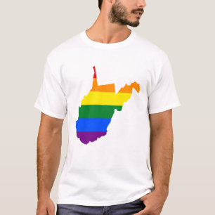 Camiseta LGBT Virginia Occidental, mapa de la bandera de lo