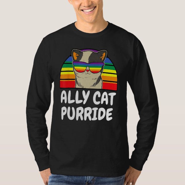 Camiseta LGBTQ Ally Cat Purride Gay Lesbian Pride Rainbow M (Anverso)