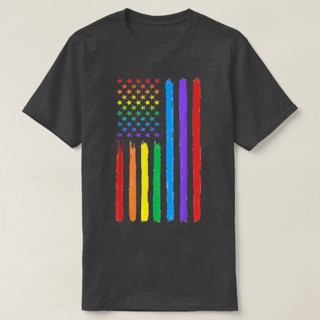 Camiseta LGBTQ American Flag Pride Rainbow Gay Lesbian Bi T (Diseño del anverso)