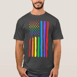 Camiseta LGBTQ American Flag Pride Rainbow Gay Lesbian Bi T