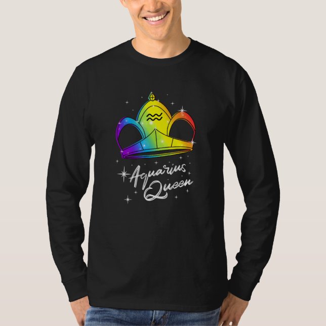 Camiseta Lgbtq Aquarius Reina Zodiac con orgullo gay arcoir (Anverso)