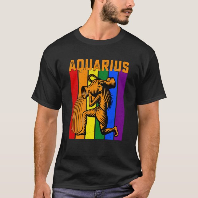 Camiseta LGBTQ Aquarius Zodiac Sign Vintage Astrology (Anverso)