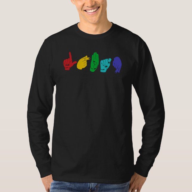 Camiseta LGBTQ ASL Awareness Hand Sign Language Deaf Pride (Anverso)