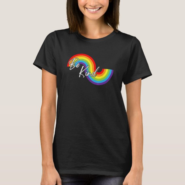 Camiseta LGBTQ Be Kind Gay Pride LGBT Ally Rainbow Flag Ret (Anverso)
