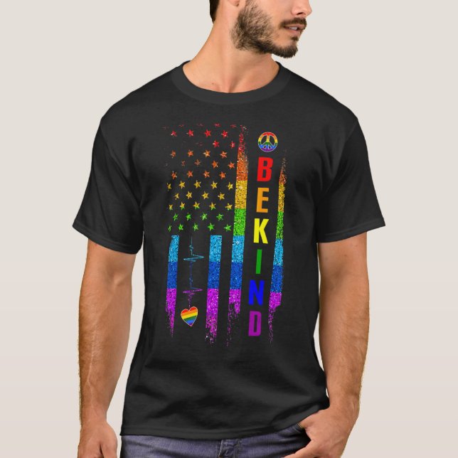 Camiseta Lgbtq Be Kind Gay Pride Lgbt Arcoiris Bandera Esta (Anverso)