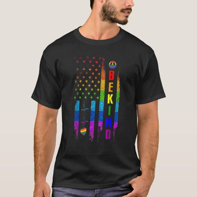 Camiseta Lgbtq Be Kind Gay Pride Lgbt Arcoiris Bandera Esta (Anverso)