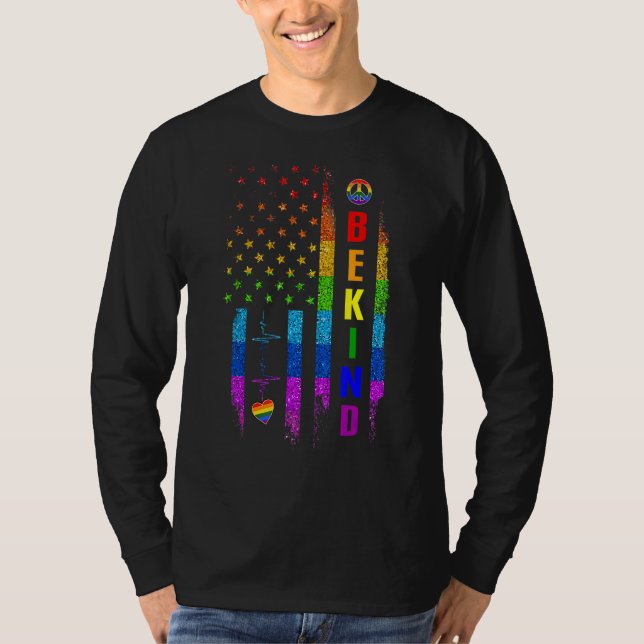 Camiseta Lgbtq Be Kind Gay Pride Lgbt Arcoiris Bandera Esta (Anverso)