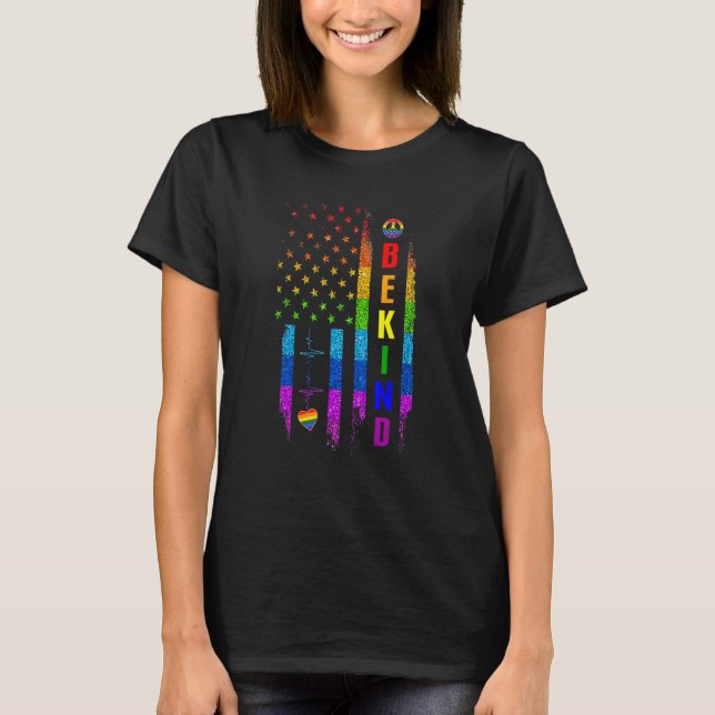 Camiseta Lgbtq Be Kind Gay Pride Lgbt Arcoiris Bandera Esta (Anverso)