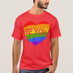 Camiseta LGBTQ Be You Gay Pride Heart LGBT Ally Rainbow Fla
