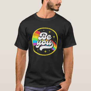 Camiseta Lgbtq Be You Gay Pride Lgbt Ally Rainbow Flag Retr
