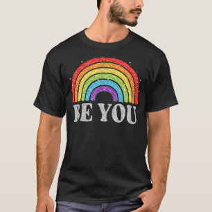 Camiseta Lgbtq Be You Gay Pride Lgbt Ally Rainbow Flag Retr