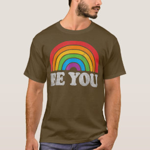 Camiseta Lgbtq Be You Gay Pride Lgbt Ally Rainbow Flag Retr
