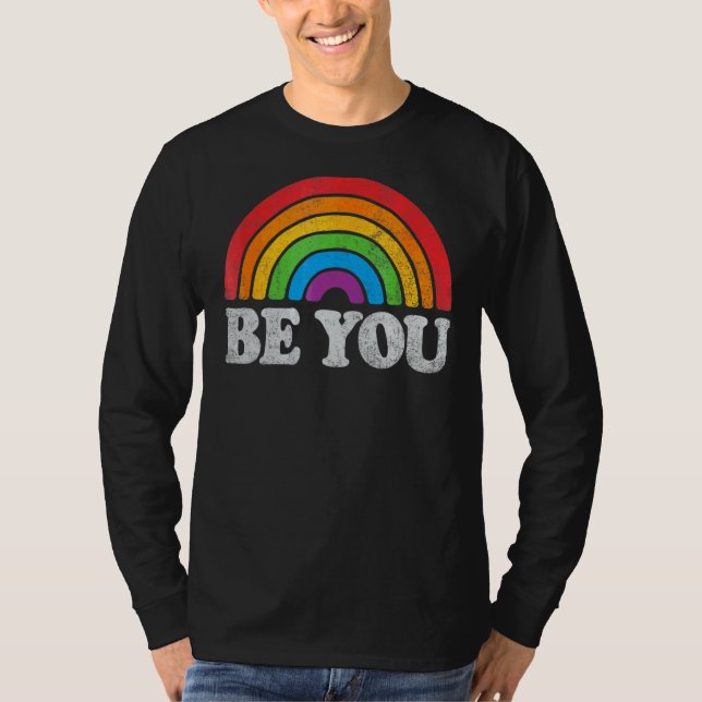 Camiseta Lgbtq Be You Gay Pride Mes Lgbt Rainbow Flag Ret (Anverso)
