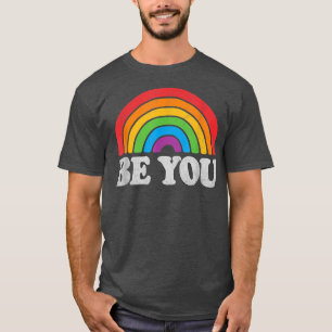 Camiseta LGBTQ Be You Gay Prige LGBT Ally Rainbow Flag Retr