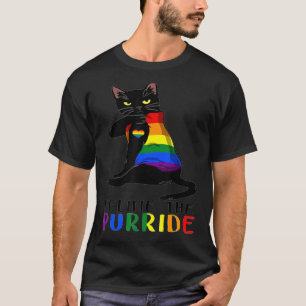 Camiseta Lgbtq Black Cat Feline The Purride Priride Flag Ga