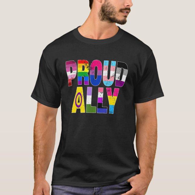 Camiseta LGBTQ Black Pride Proud Ally Lesbian Gay Bi Trans  (Anverso)