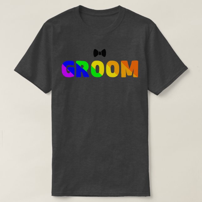 Camiseta lgbtq boda arinbow groom (Diseño del anverso)