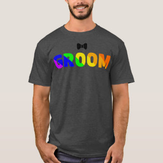 Camiseta lgbtq boda arinbow groom