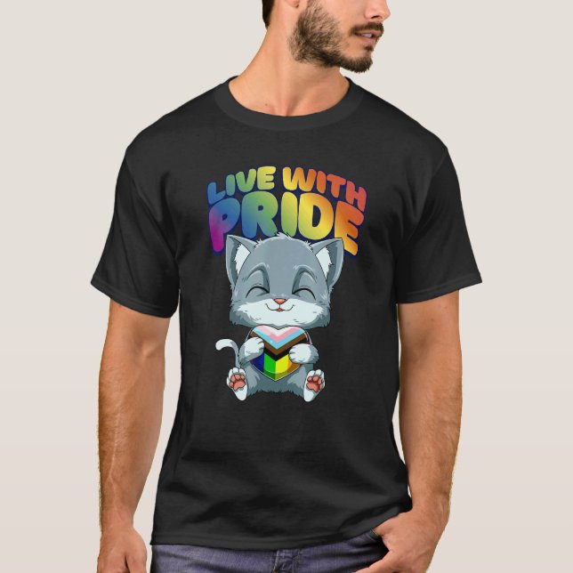 Camiseta LGBTQ Cat Progressiv Pride  Transgender Genderquee (Anverso)