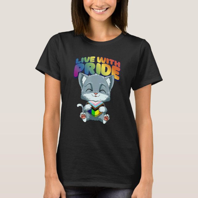 Camiseta LGBTQ Cat Progressiv Pride  Transgender Genderquee (Anverso)