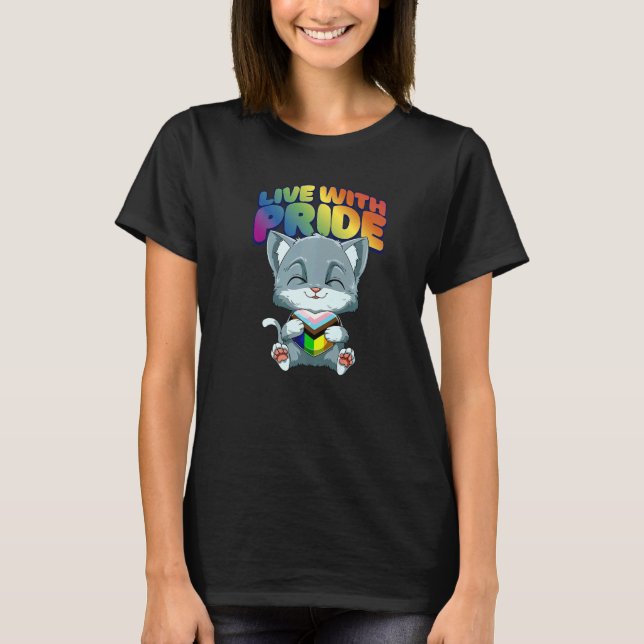 Camiseta LGBTQ Cat Progressiv Pride Transgender Genderqueer (Anverso)