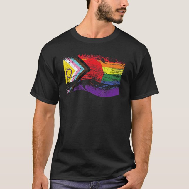 Camiseta LGBTQ+ Distressed Flag Inclusive Progressive Pride (Anverso)