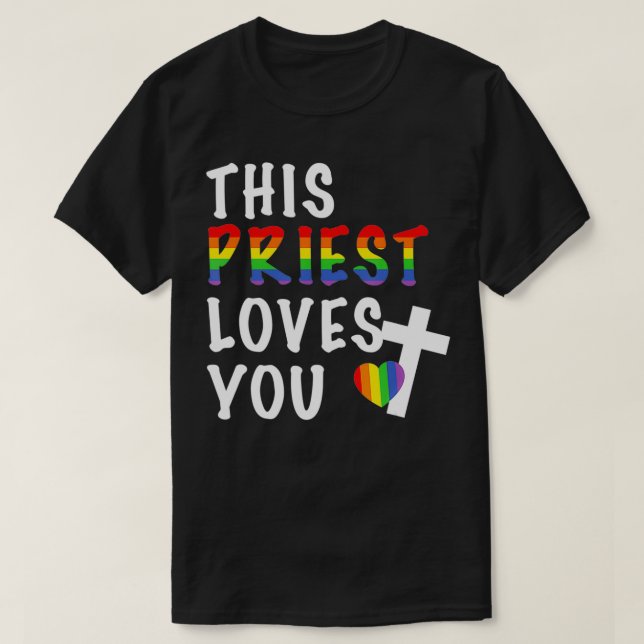 Camiseta LGBTQ Este sacerdote te ama a tu aliado líder reli (Diseño del anverso)