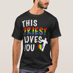 Camiseta LGBTQ Este sacerdote te ama a tu aliado líder reli